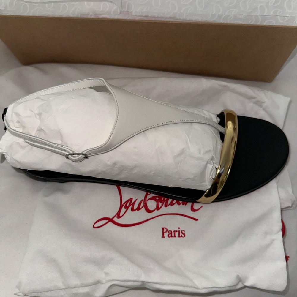 Christian Louboutin White and Gold Sandals
